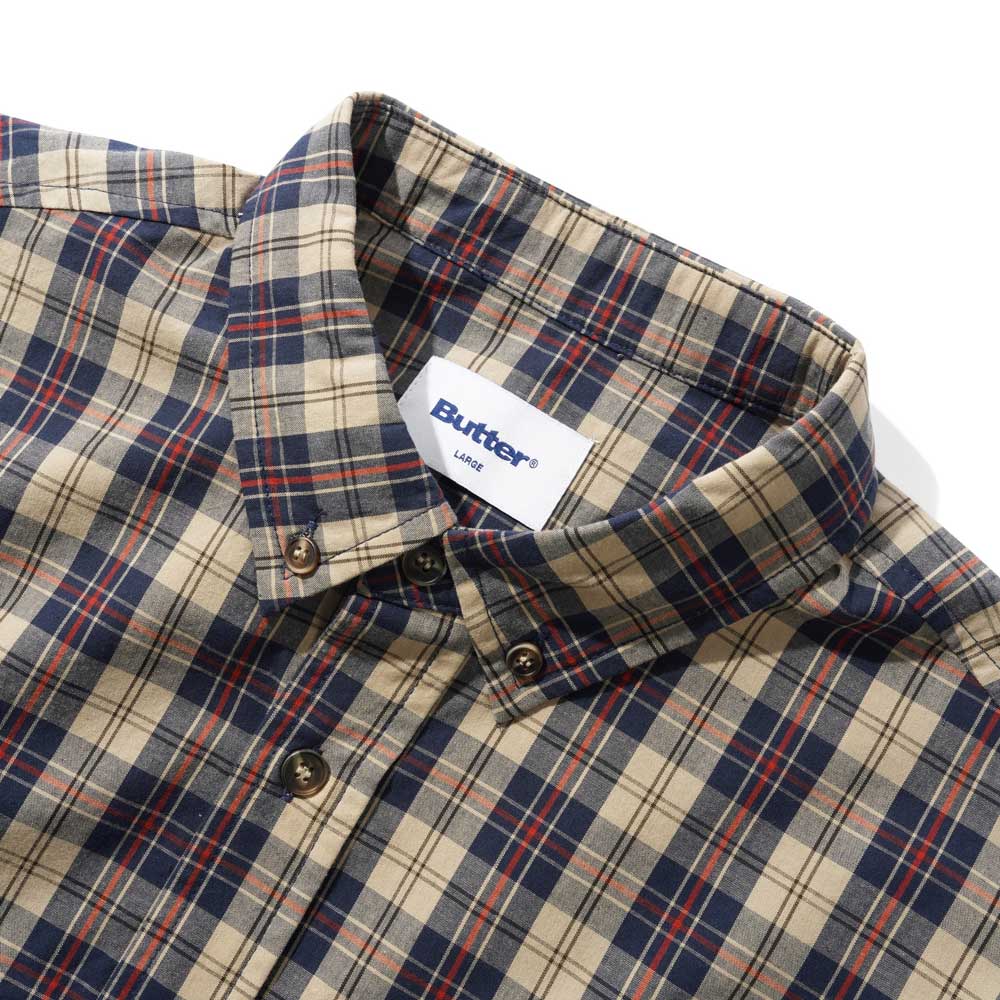 Butter Goods 'Plaid' Shirt (Beige / Navy) - Image 3