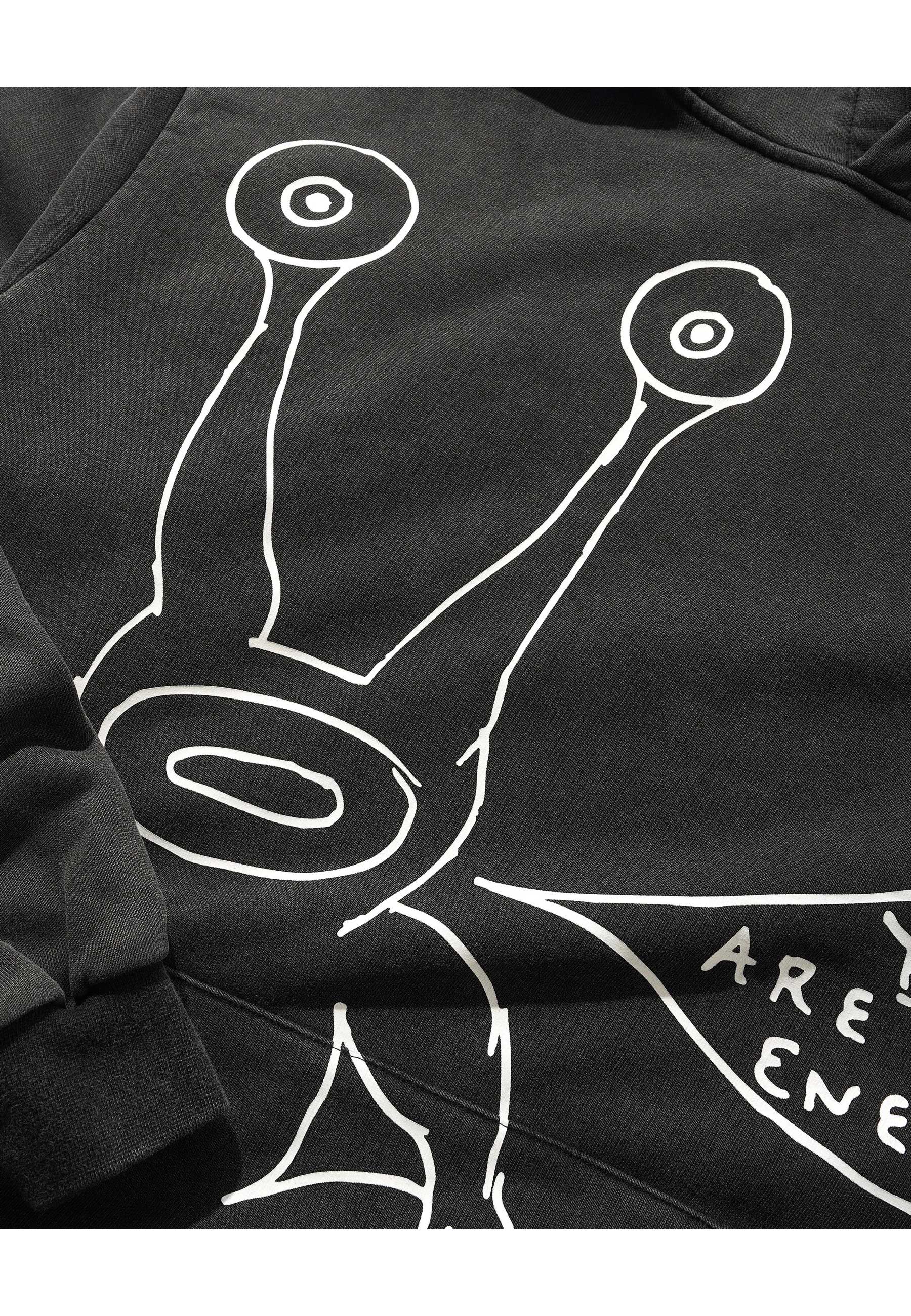 Butter Goods X Daniel Johnston 'Enemy' Hood (Distressed Washed Black) - Image 3