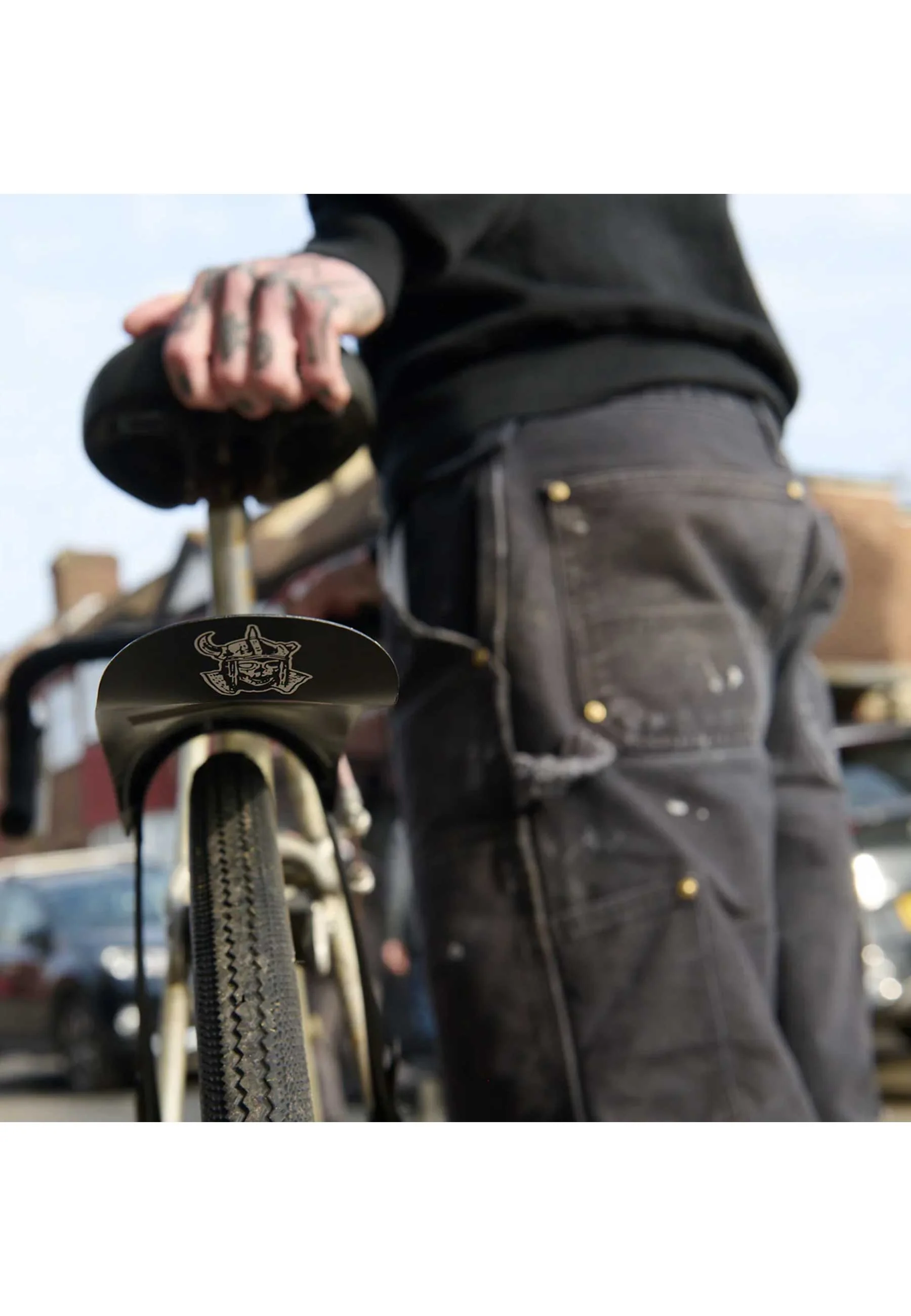 Dungeon Gateway 'Cold Steel' Cycling Mudguard (Black / White) - Image 5