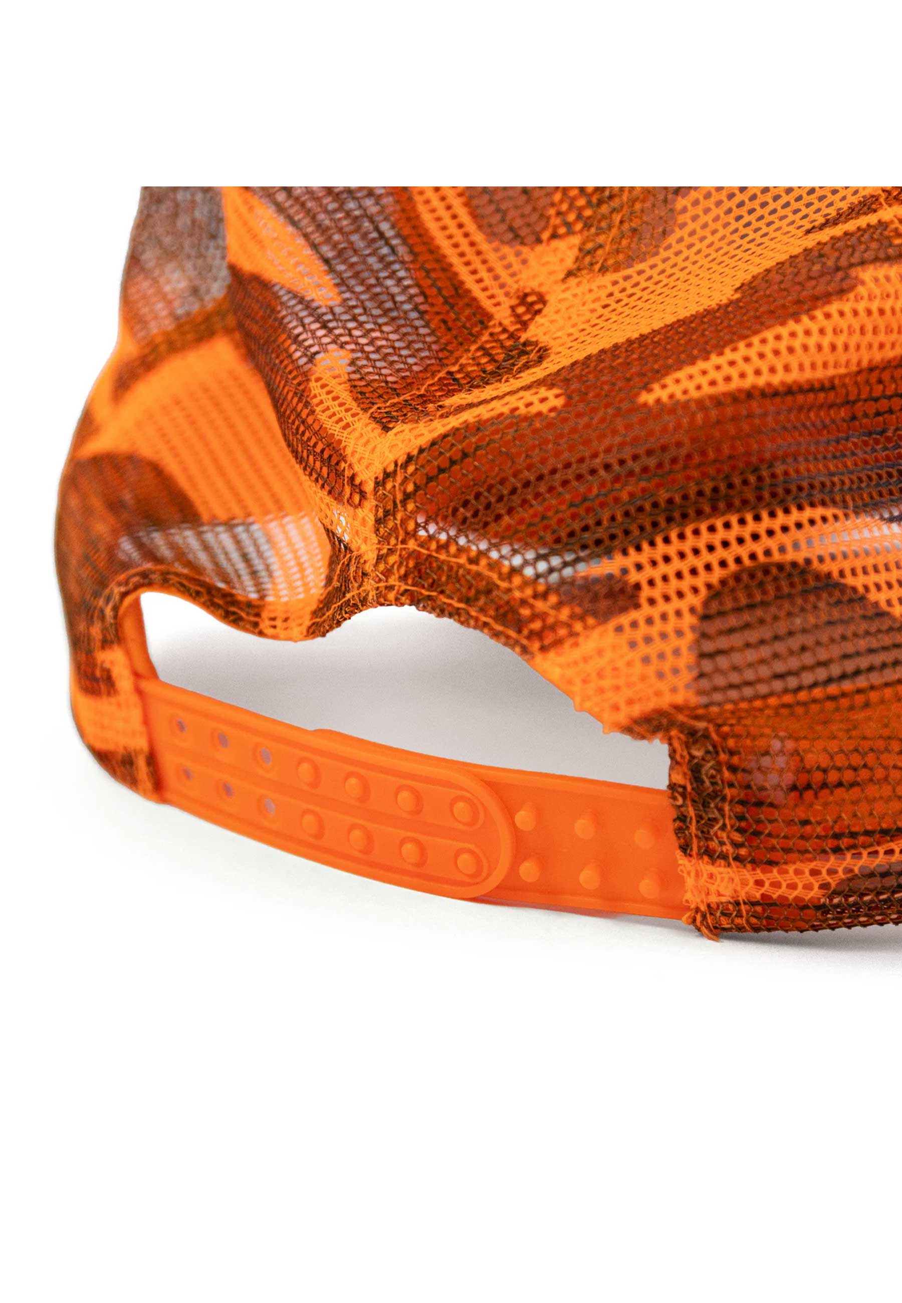 Dungeon Gateway 'Scrawl Logo' Foam Trucker Cap (Orange Camo / Electric Blue) - Image 4
