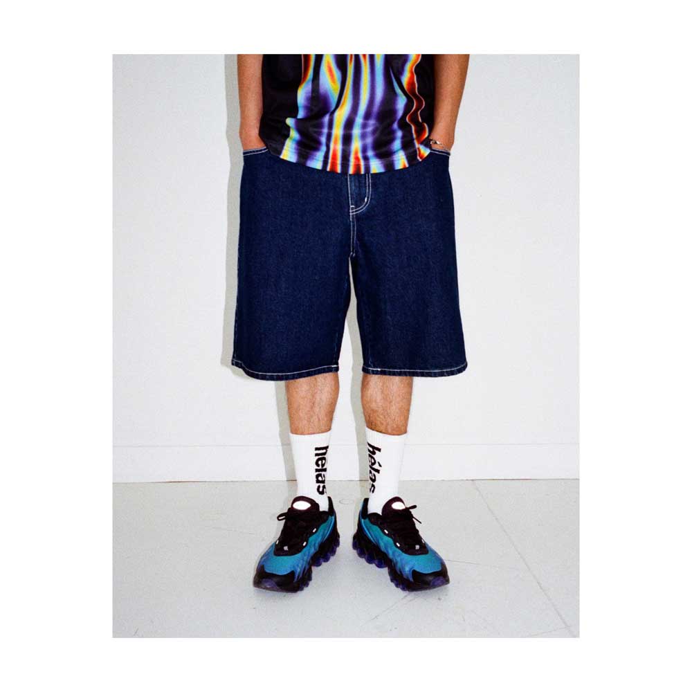 Helas 'Dieu Grec' Jean Shorts (Washed Navy) - Image 4
