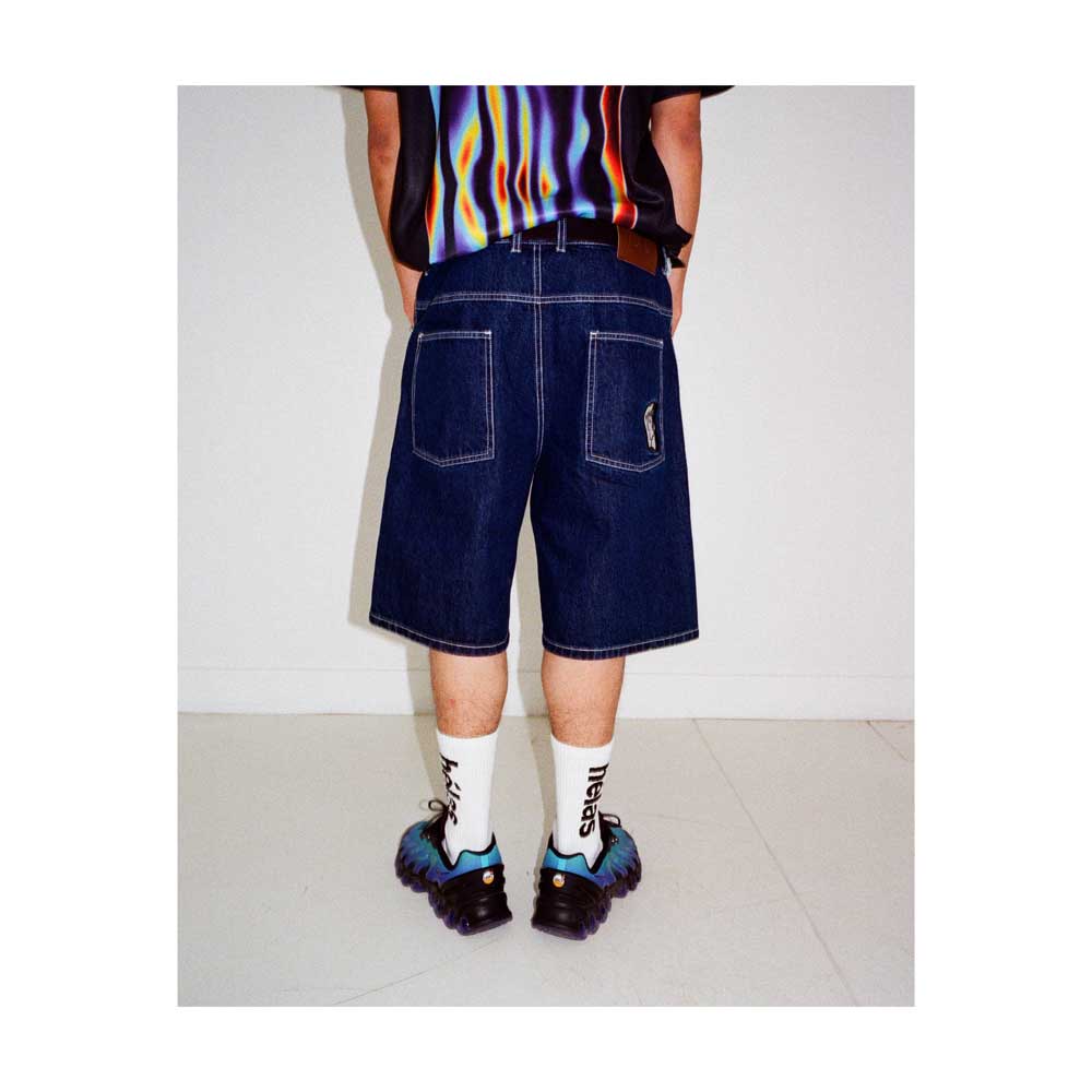 Helas 'Dieu Grec' Jean Shorts (Washed Navy) - Image 5