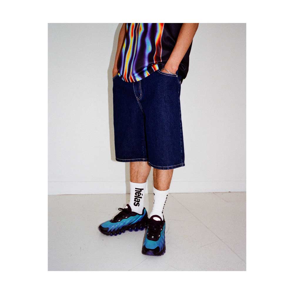 Helas 'Dieu Grec' Jean Shorts (Washed Navy) - Image 6