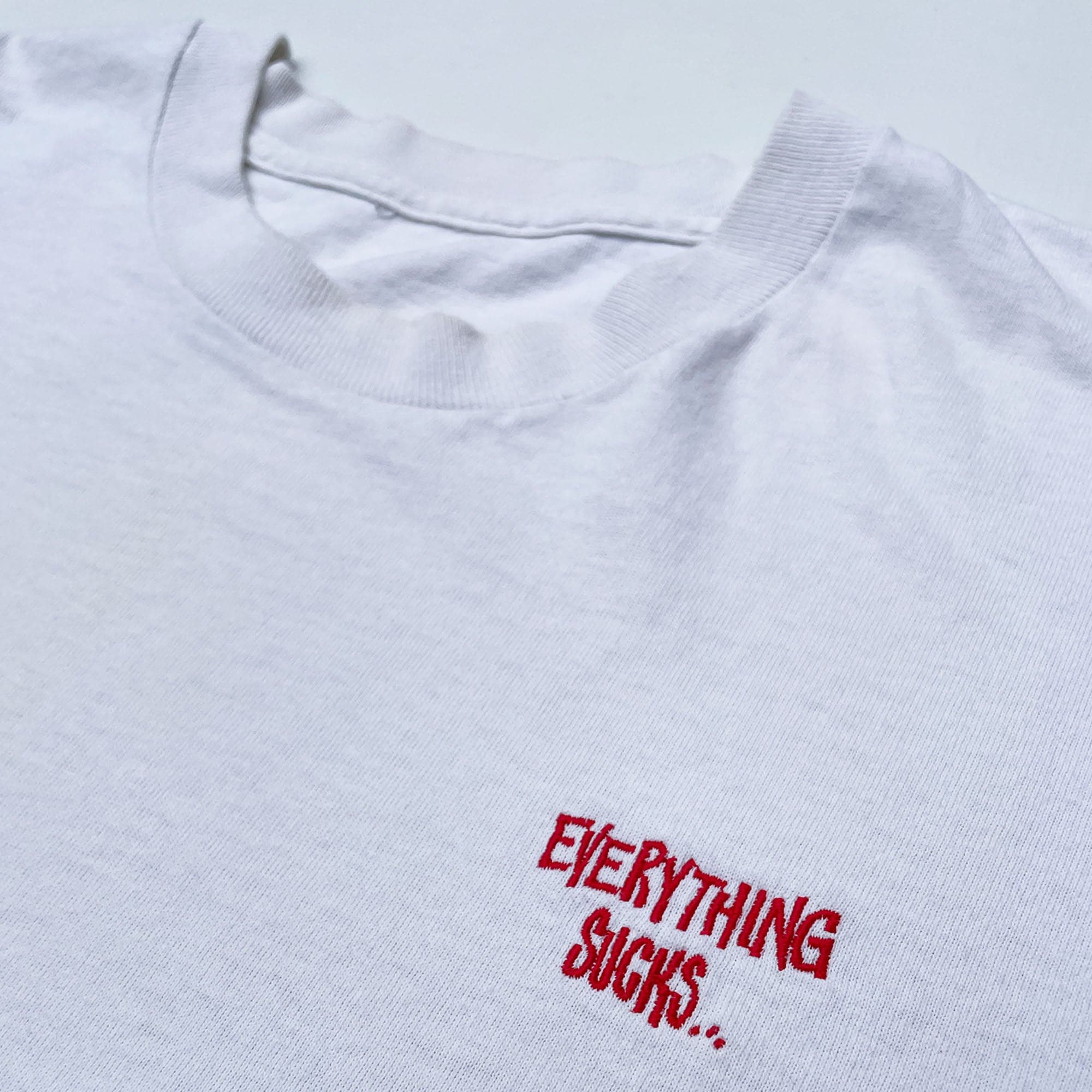 Powell Peralta 'EVERYTHING SUCKS' Single Stitched T-Shirt (White) VINTAGE 90s - Image 2