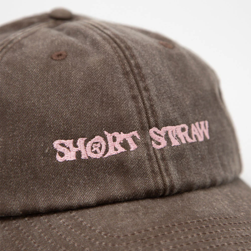 Short Straw 'Logo' 6 Panel Cap (Faded Black / Pink) - Image 2
