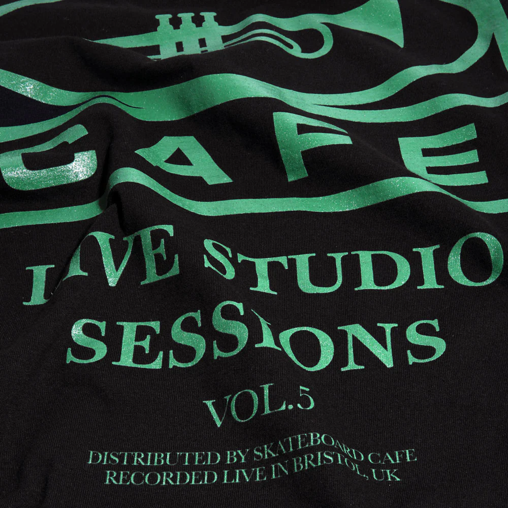 Skateboard Cafe '45' T-Shirt (Black / Forest Green) - Image 4