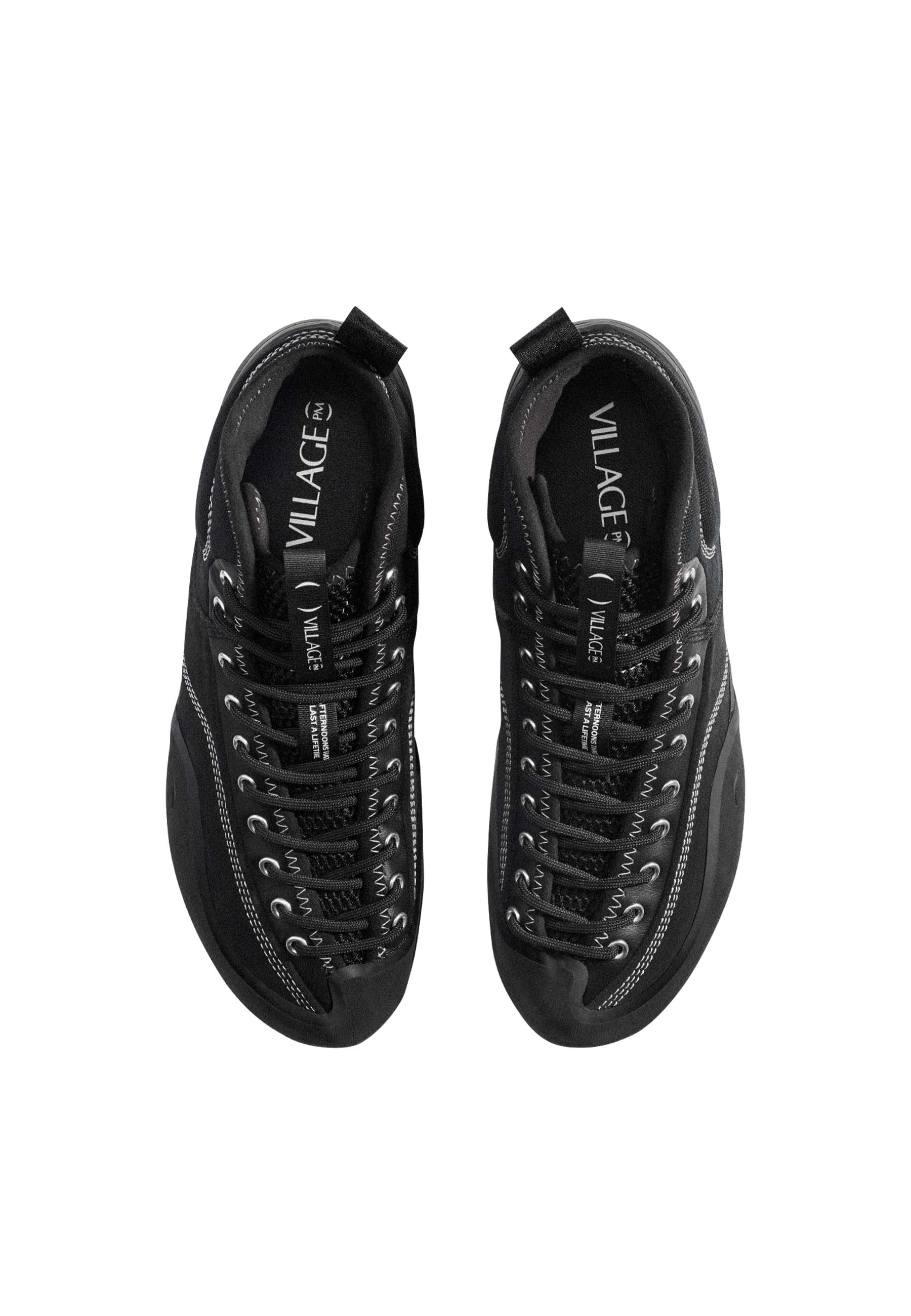 Village PM '1pm Mid' Skate Shoes (Black / Natural Black) - Image 3